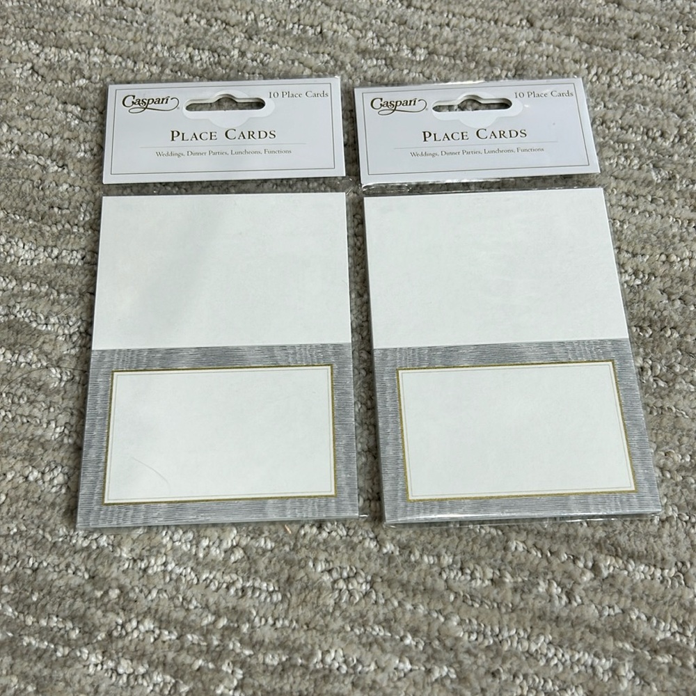 20 Caspari Moire Silver Place Cards